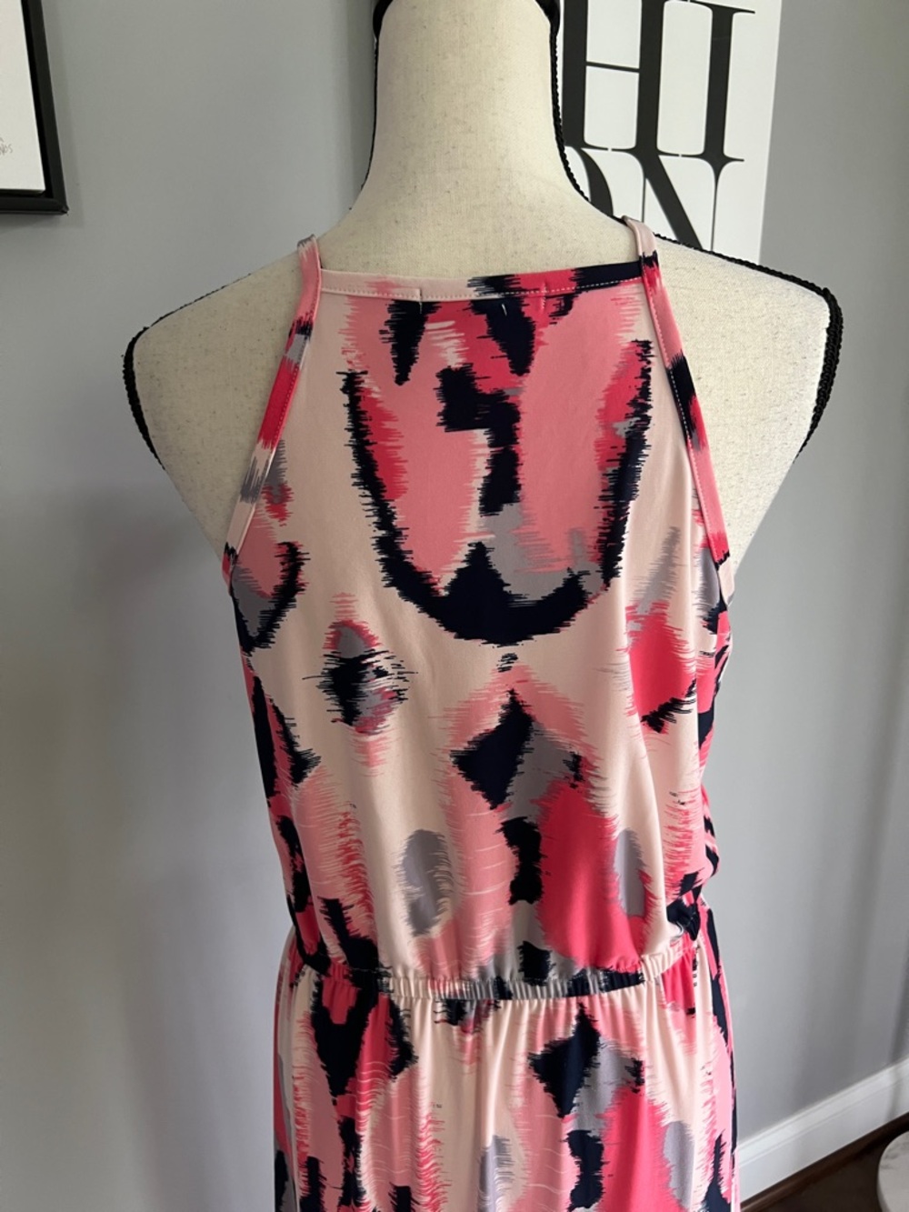 Banana Republic Pink, Black & Cream Abstract Halter Maxi Dress - Picture 5 of 8